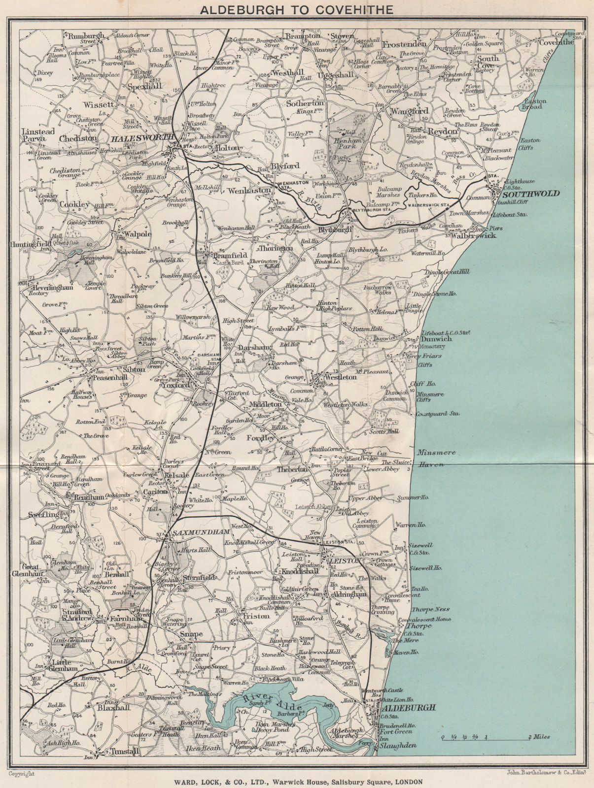 SUFFOLK COAST. Aldeburgh-Southwold-Covehithe. Halesworth. WARD LOCK 1901 map